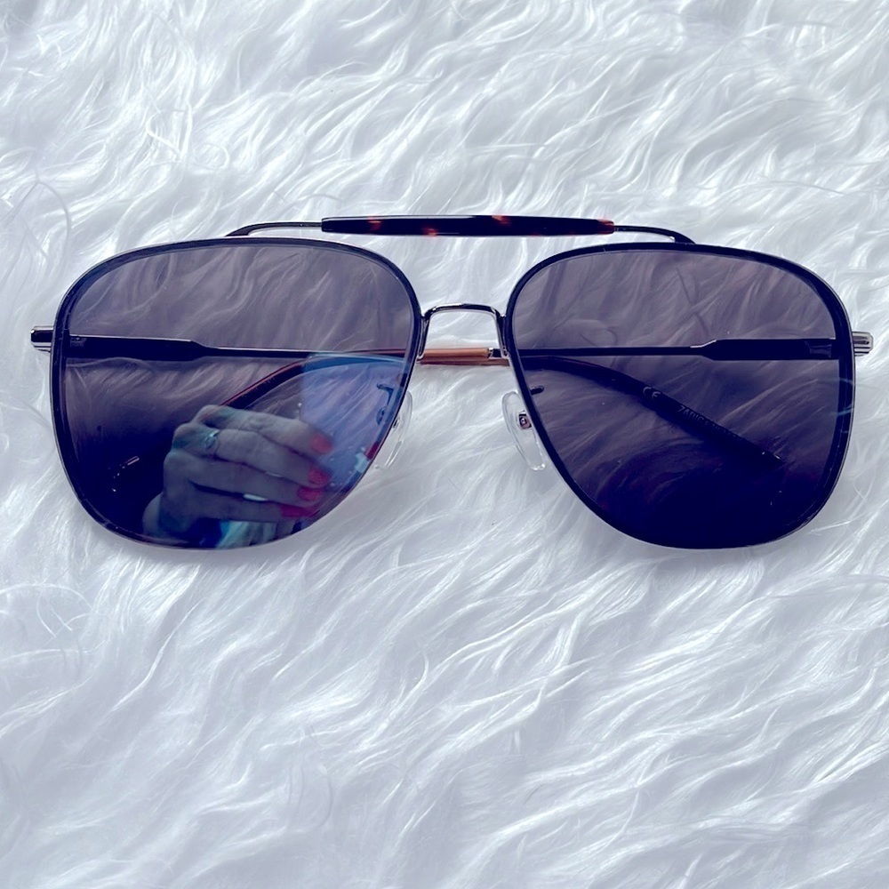 Zadig & Voltaire Pilot Aviator Sunglasses Metal Frame Blue Reflective Lens - Picture 16 of 16